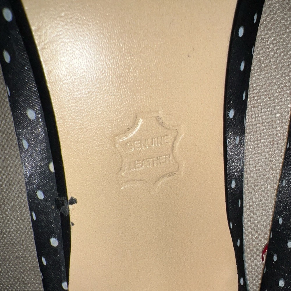 Retro Steve Madden Luvvy Black Polka Dot Heels Red Buckle Strappy 6M Rockabilly - Picture 7 of 11